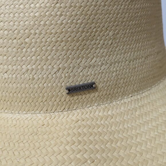 BNWT Brixton Jo Straw Frayed Fedora Hat Honey Size Medium - Picture 2 of 4